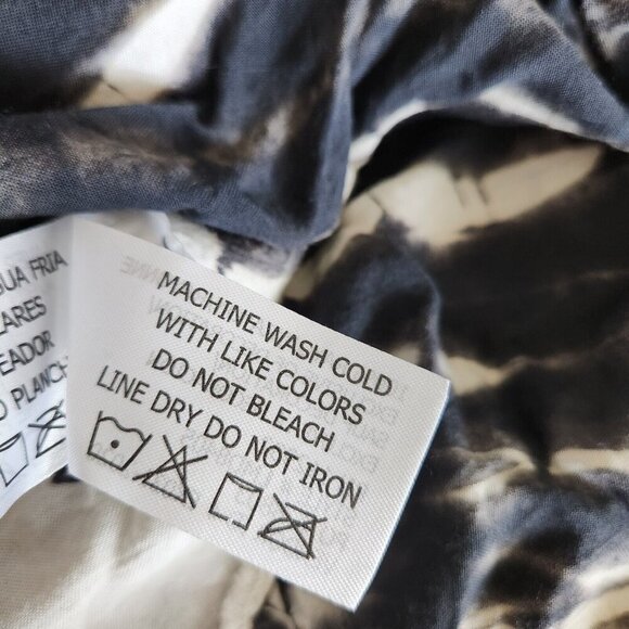 Boho Hippie Tie Dye Sharkbite Rayon Maxi Midi DRESS Size 8 Black Swim Coverup - Picture 11 of 13